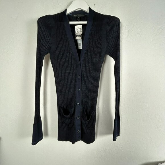 Marc by Marc Jacobs Women's Ribbed Knit Button Front Cardigan Black Medium NWT - Picture 1 of 8